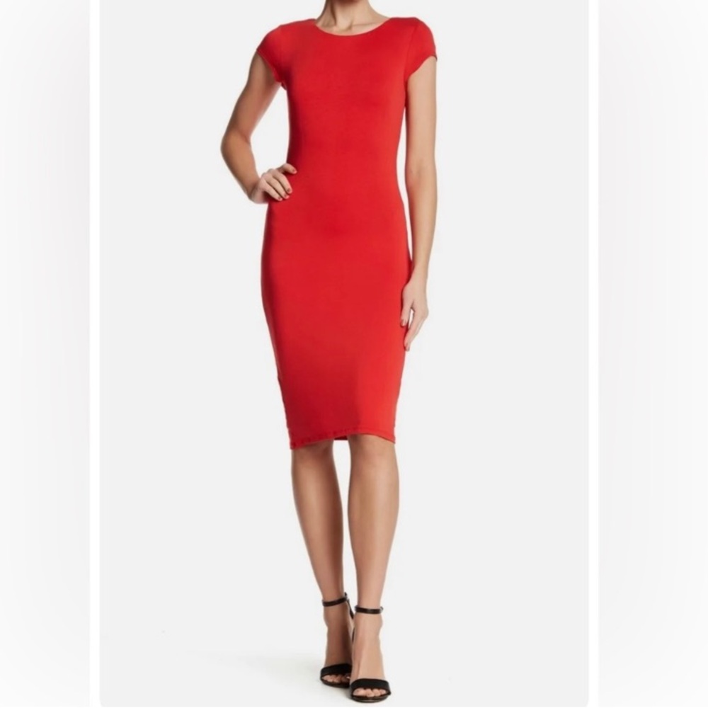 Velvet Torch Red Cap Sleeve Midi Dress
